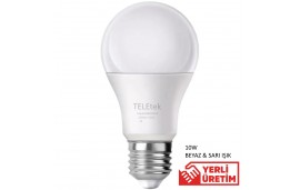 Teletek 10W LED Ampul E27 Duylu 850 LM 3000K SARI